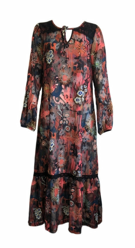 Maloka: Sedona Rock Abstract Art Long Lounge Dress