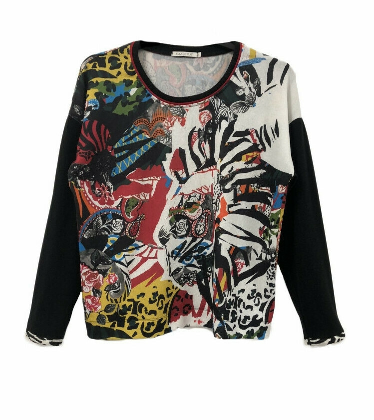 Maloka: Tiger Abstract Art Flared Sweater