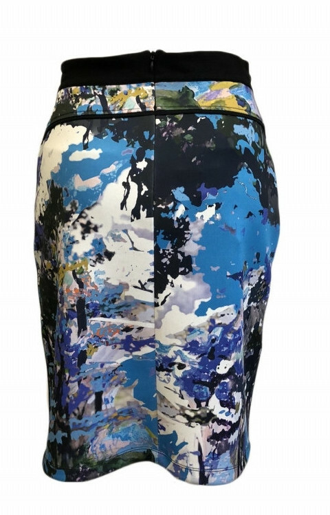 Maloka: Blue Beauty Abstract Art Fitted Skirt (More Colors!)