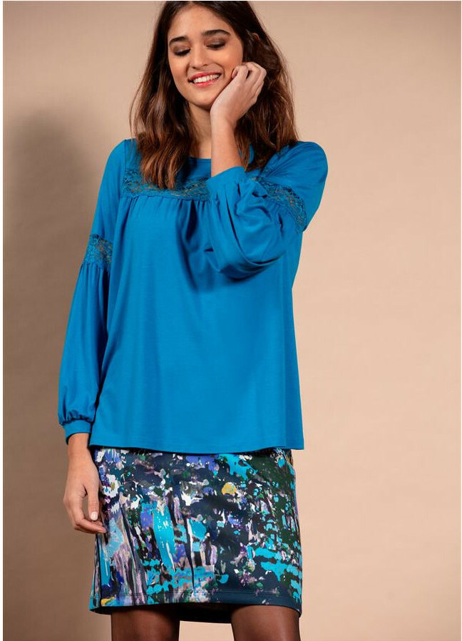 Maloka: Blue Beauty Abstract Art Fitted Skirt (More Colors!)
