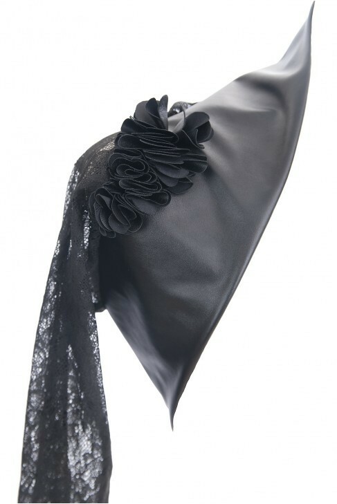 Les Fees Du Vent Couture: Exquisite Crystal Faux Leather & Lace Bolero (One of a Kind!)