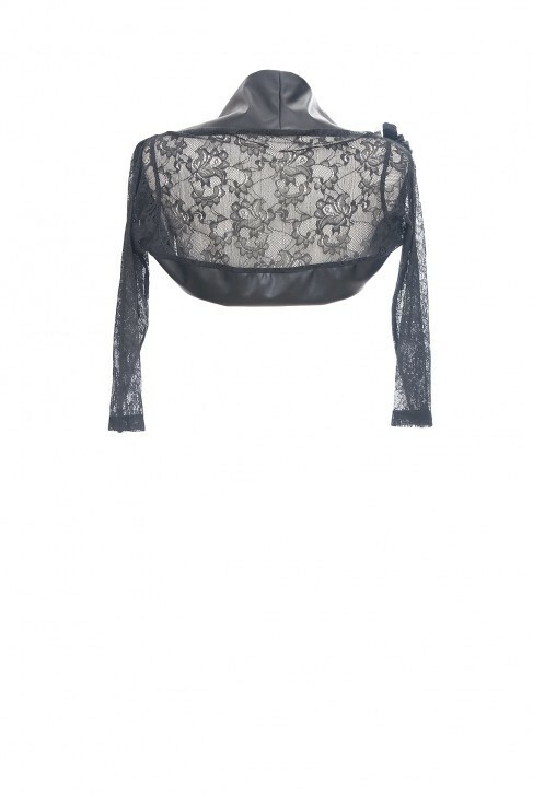 Les Fees Du Vent Couture: Exquisite Crystal Faux Leather & Lace Bolero (One of a Kind!)
