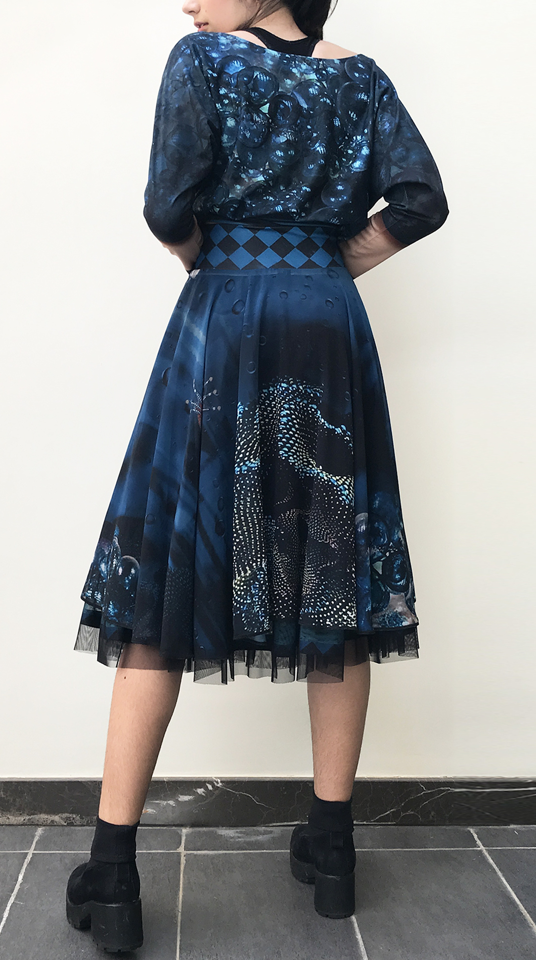 IPNG: Turquarium Jeweled Underwater Illusion Scene Flared Midi Skirt (Some Ship Immed!)