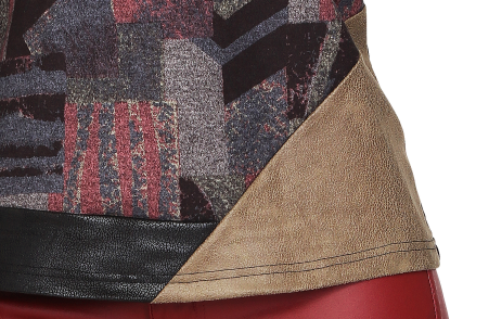 S'Quise Paris: Pink Dust & Patchwork of Vegan Leather Top