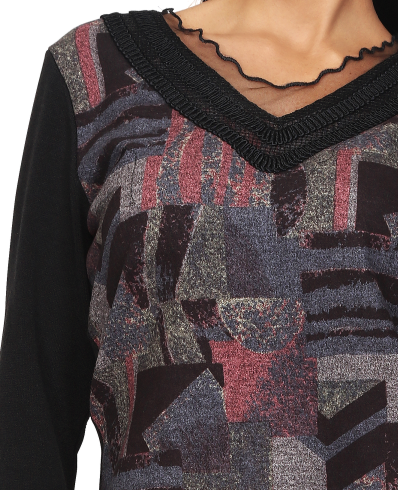 S'Quise Paris: Pink Dust & Patchwork of Vegan Leather Top