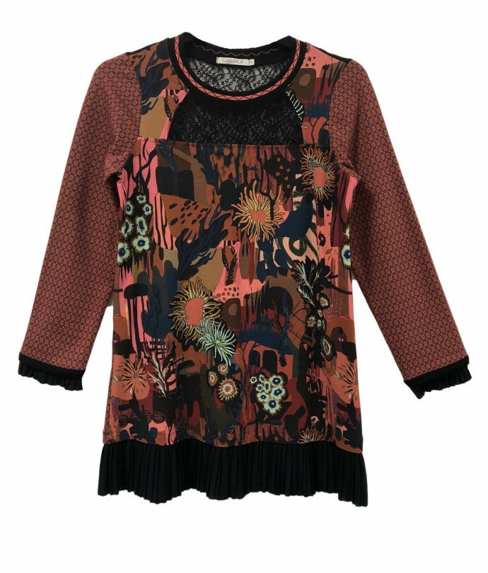 Maloka: Sedona Rock Abstract Art Ruffled Tunic MK_EDDA