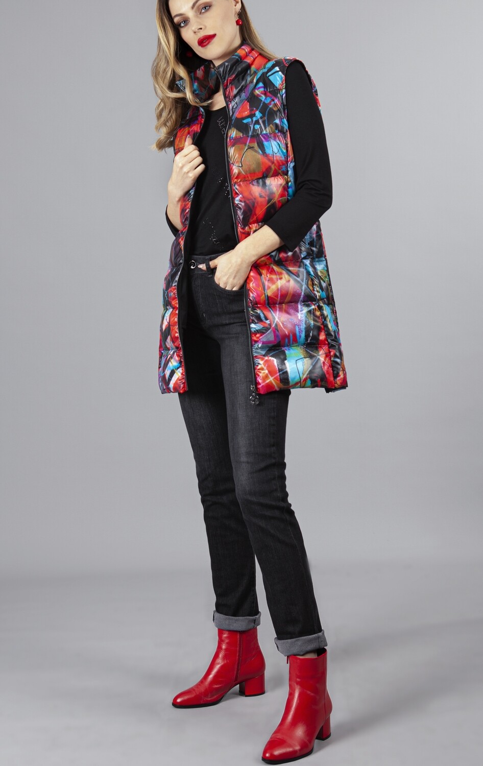 Simply Art Dolcezza: Red 3 Graffiti Abstract Art Long Vest SOLD OUT