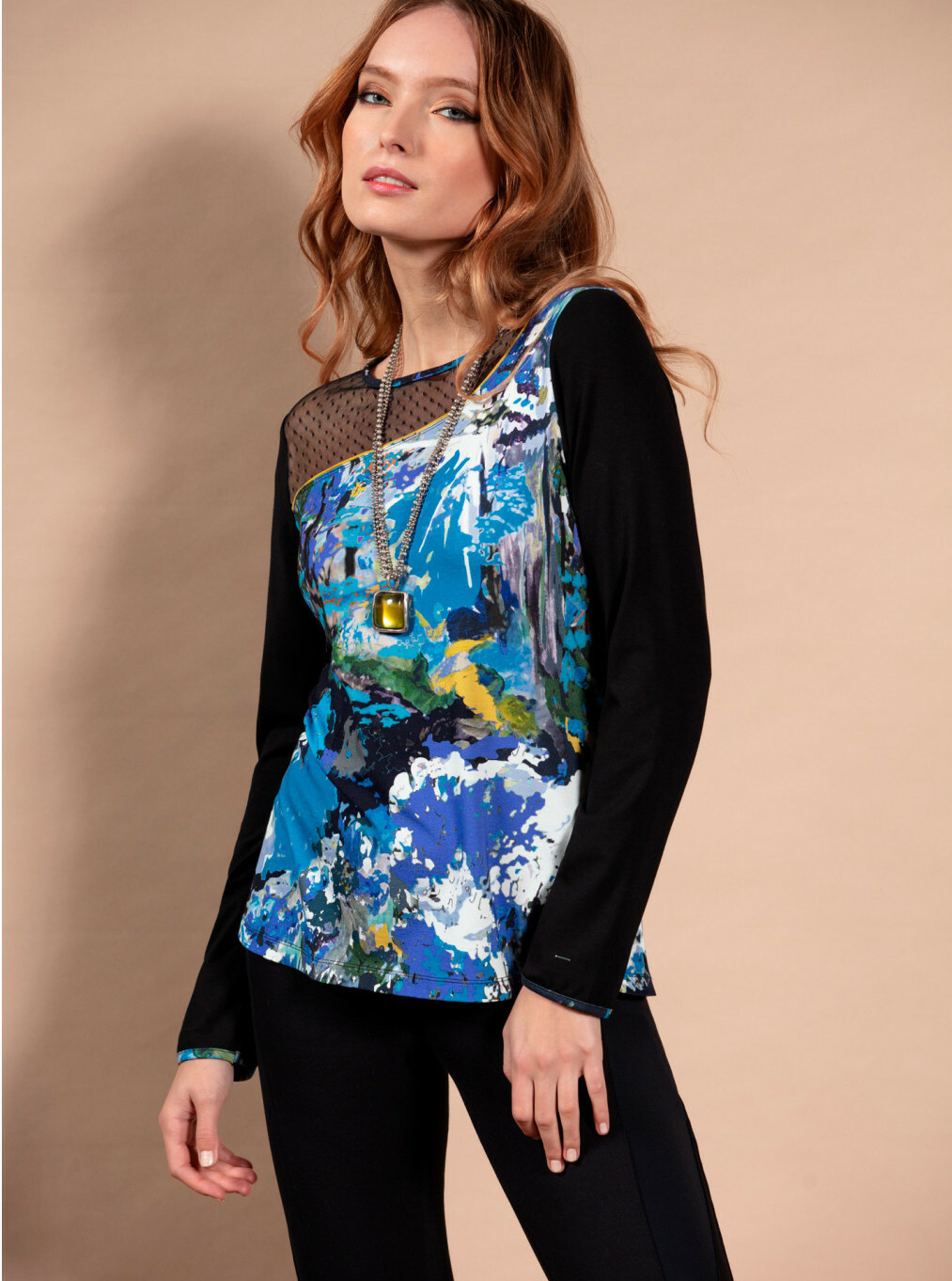 Maloka: Blue Beauty Abstract Art Tunic MK_BELEN