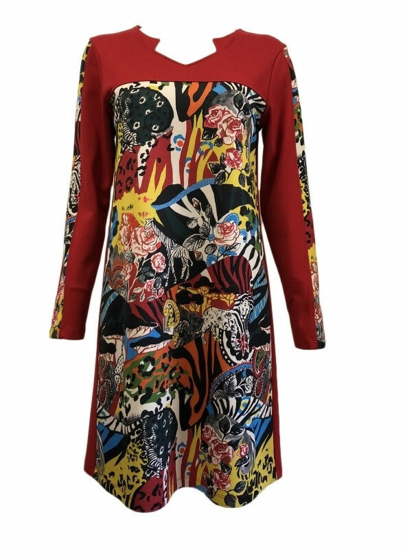 Maloka: Tiger Abstract Art Flared Dress