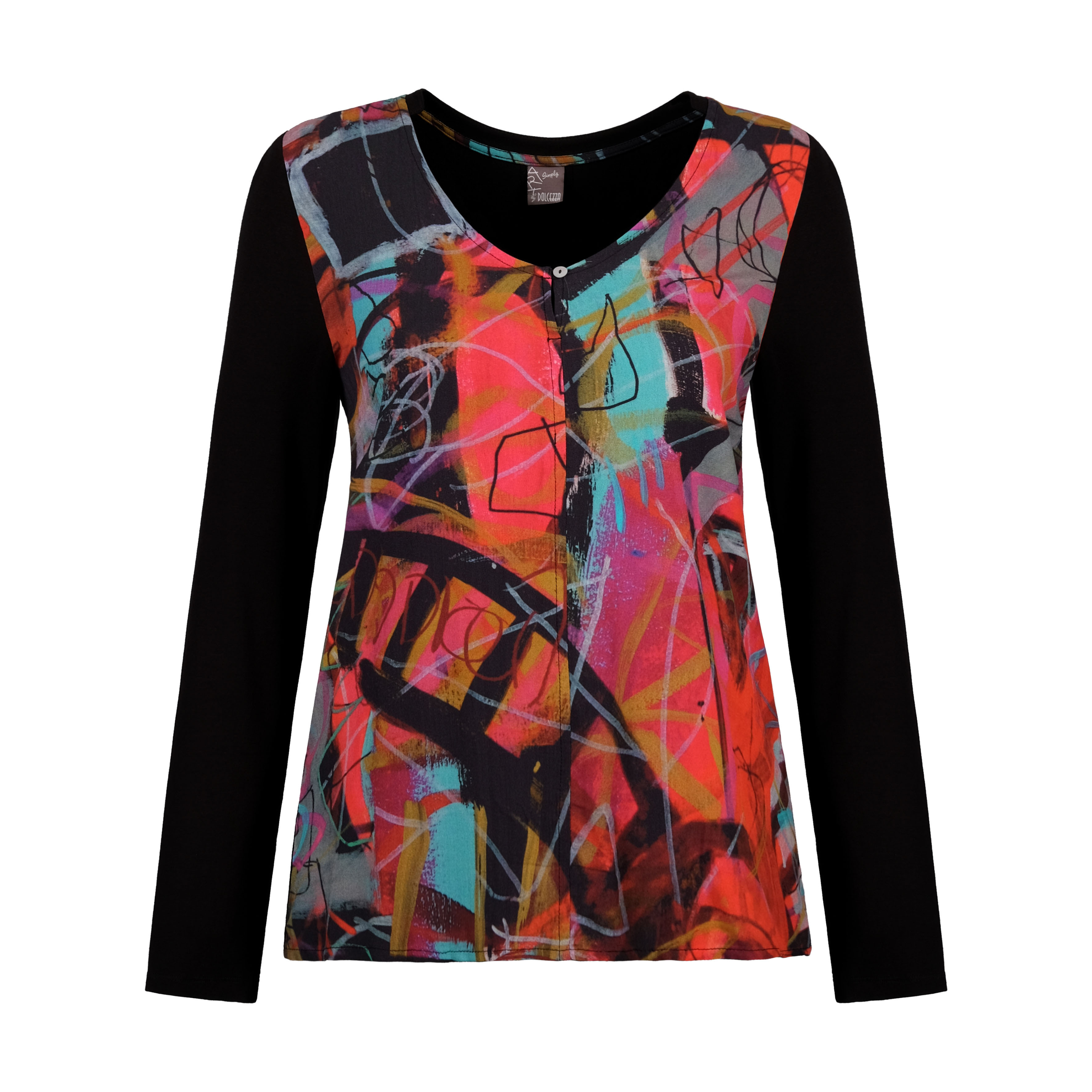 Simply Art Dolcezza: Red 3 Graffiti Abstract Art Keyhole T-Shirt (1 Available at Special Price!) Dolcezza_SimplyArt_70623
