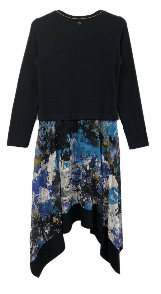Maloka: Blue Beauty Abstract Art Asymmetrical Sweater Dress (More Colors!)