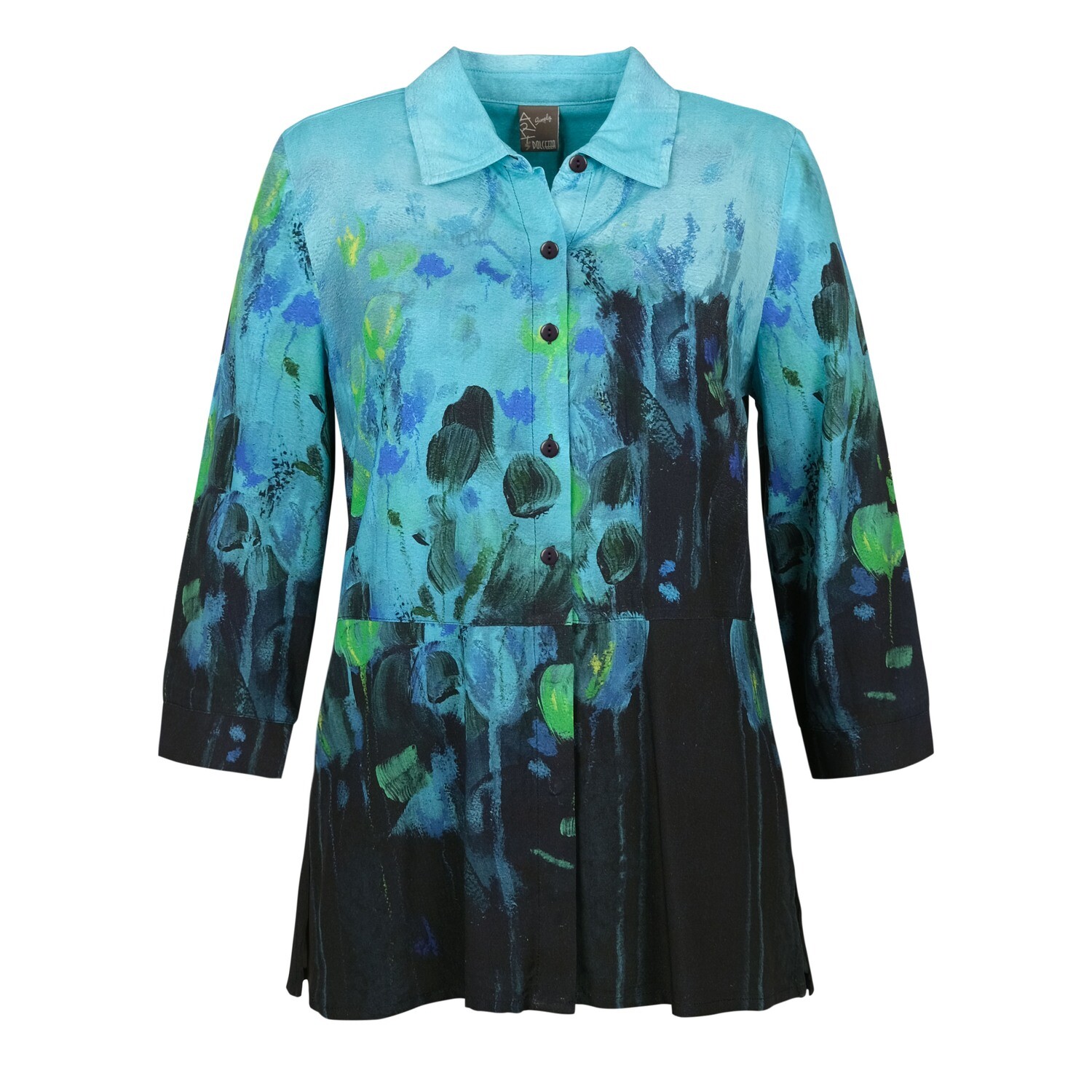 Simply Art Dolcezza: Fantaisie Floralge Abstract Art Buttoned Down Top SOLD OUT