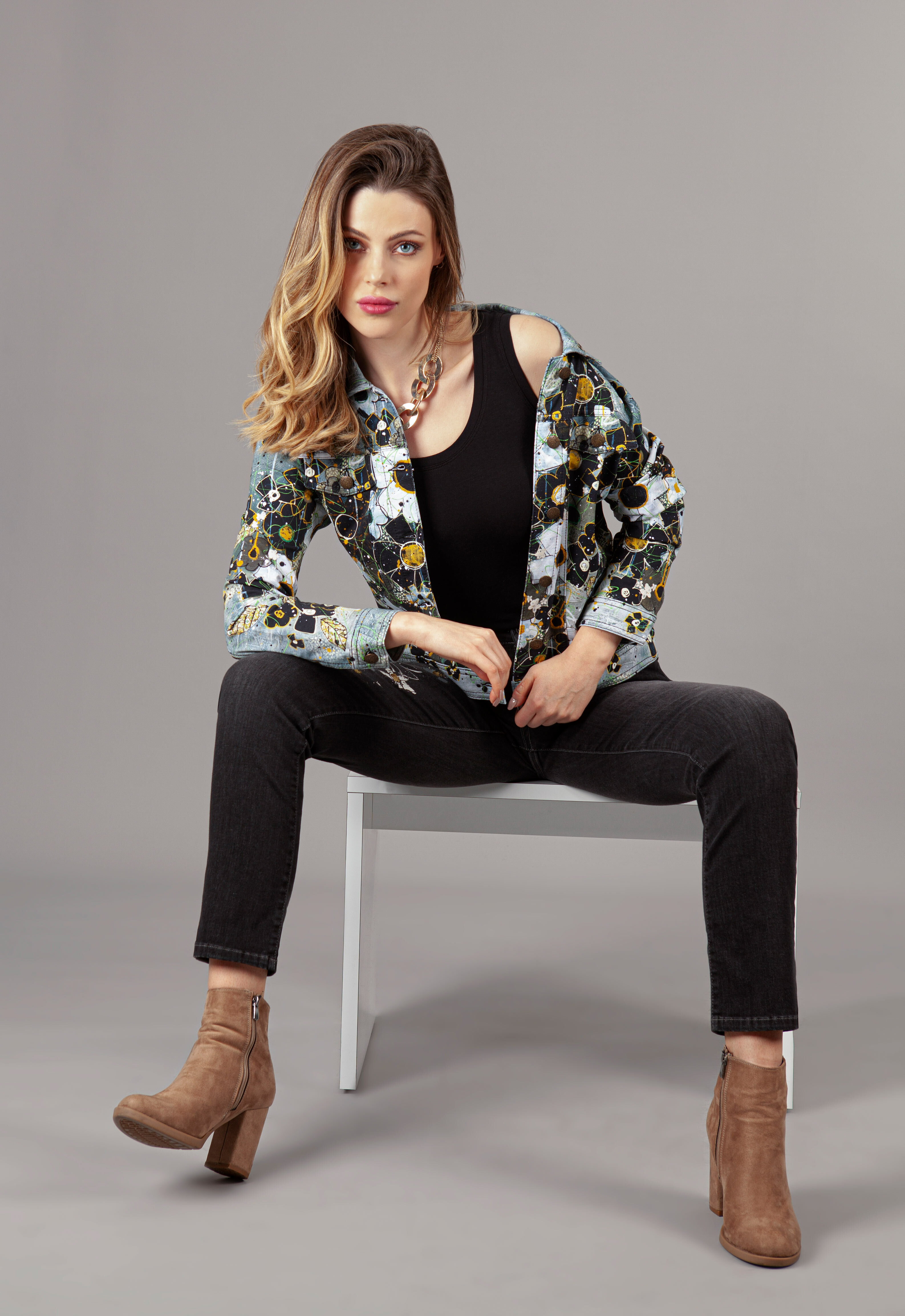 Simply Art Dolcezza: I Am Taking You Home Tonight Abstract Art Soft Denim Jacket (1 Available at Special Price!)