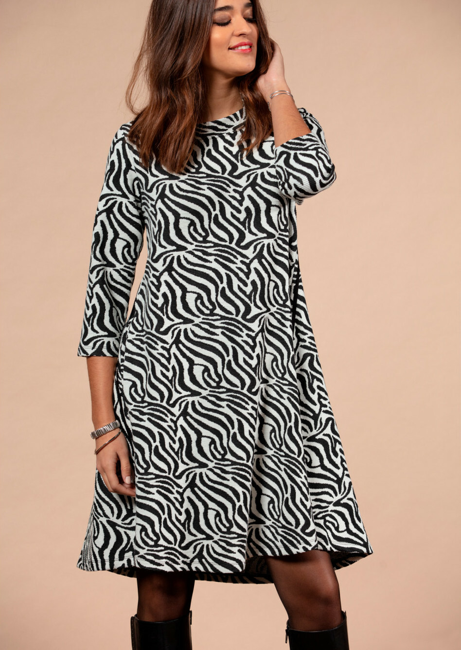 Maloka: Zebra Safari Sweater Dress MK_ZOILA
