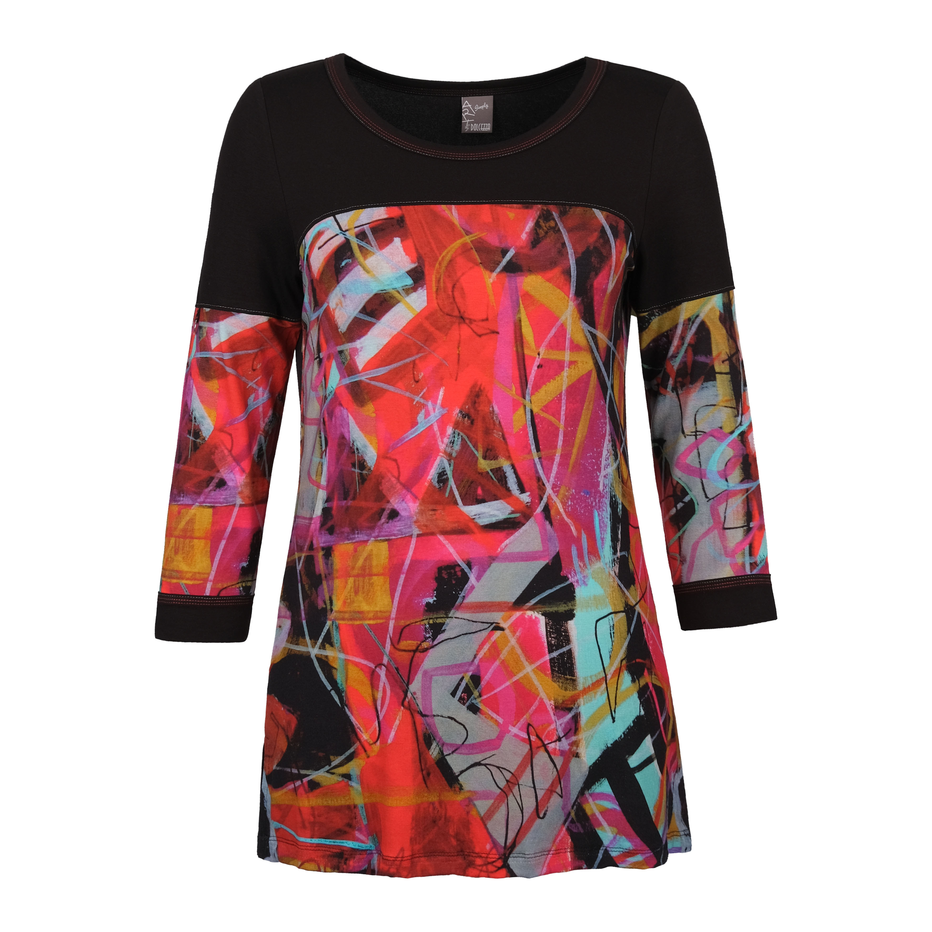 Simply Art Dolcezza: Red 3 Graffiti Abstract Art Colorblock T-Shirt (1 Available at Special Price!) Dolcezza_SimplyArt_70622