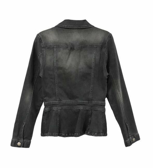 Paul Brial: Flower Flared Stretch Denim Jacket