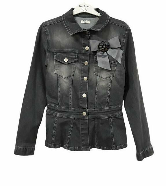 Paul Brial: Flower Flared Stretch Denim Jacket SOLD OUT