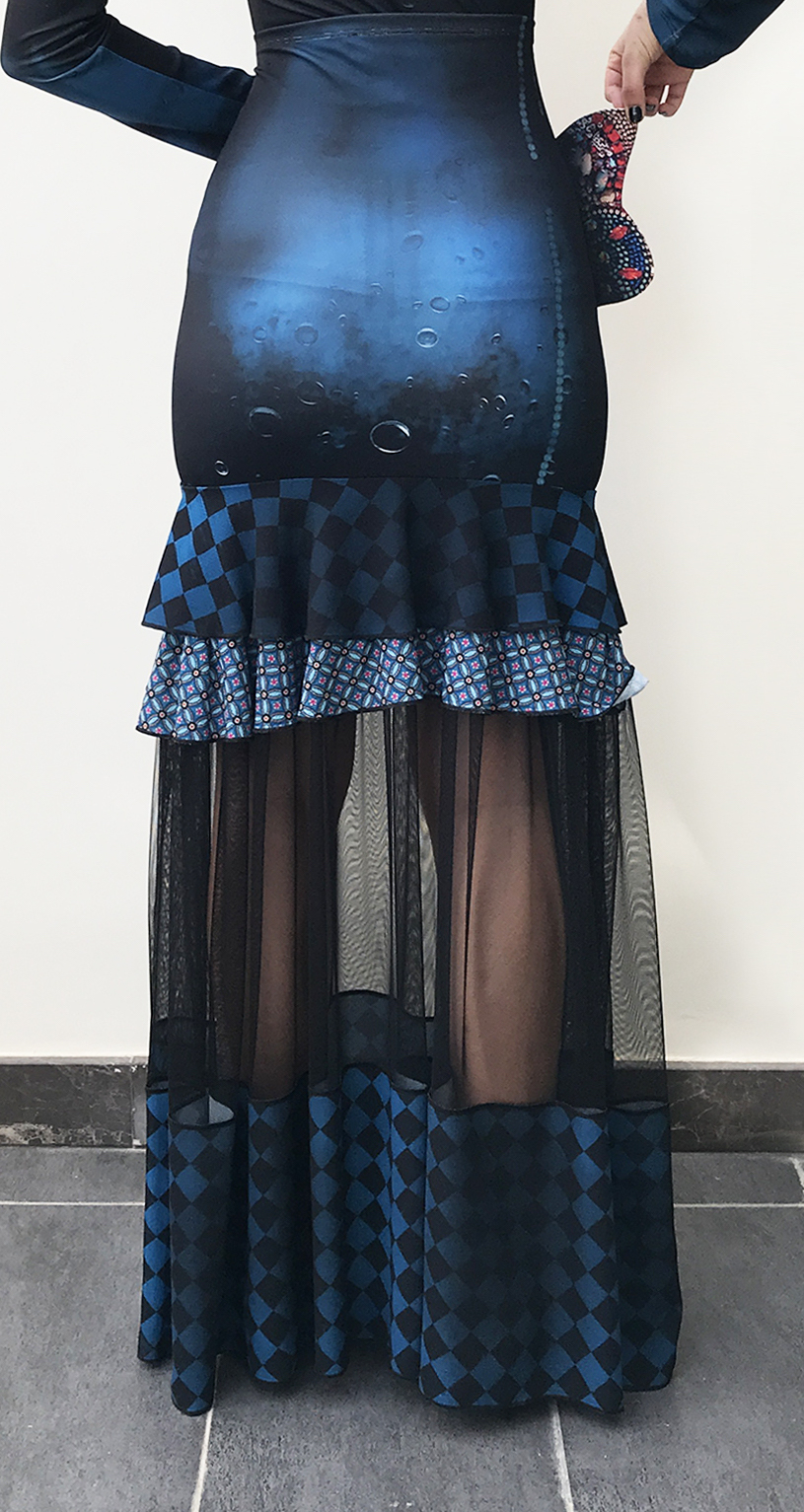 IPNG: Turquarium Jeweled Underwater Illusion Scene Ruffled Long Skirt (Some Ship Immed!)