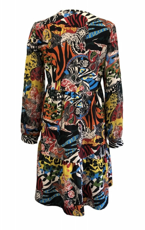 Maloka: Jungle Party High Waisted Abstract Art Contrast Dress (2 Left!)