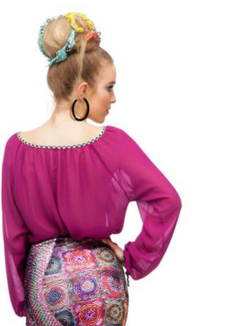 IPNG: Keyhole Tie Up Fuschia Tunic Blouse