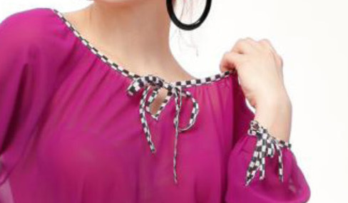IPNG: Keyhole Tie Up Fuschia Tunic Blouse