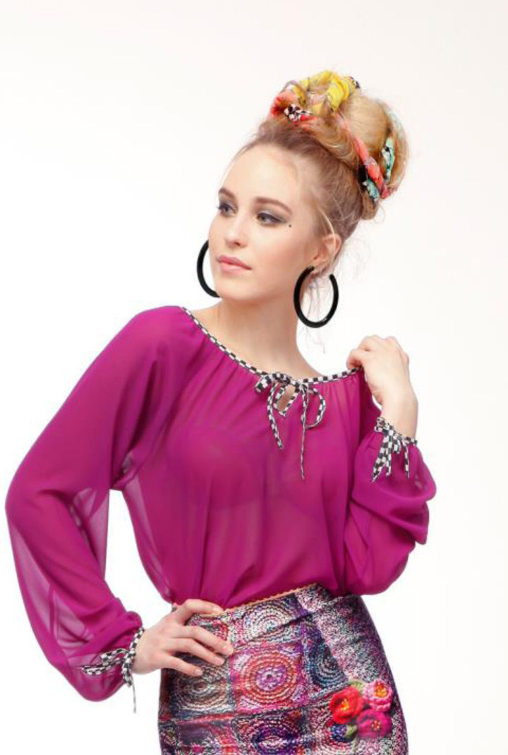 IPNG: Keyhole Tie Up Fuschia Tunic Blouse IPNG_BSCB_Fuschia