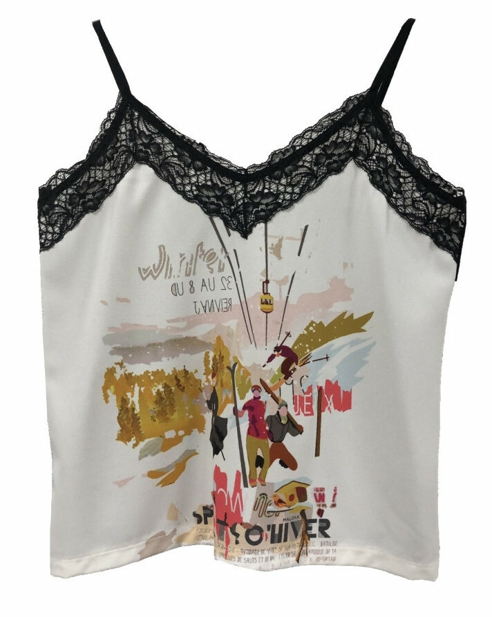 Maloka: My Pink Skis Abstract Art Cami Top MK_STACY