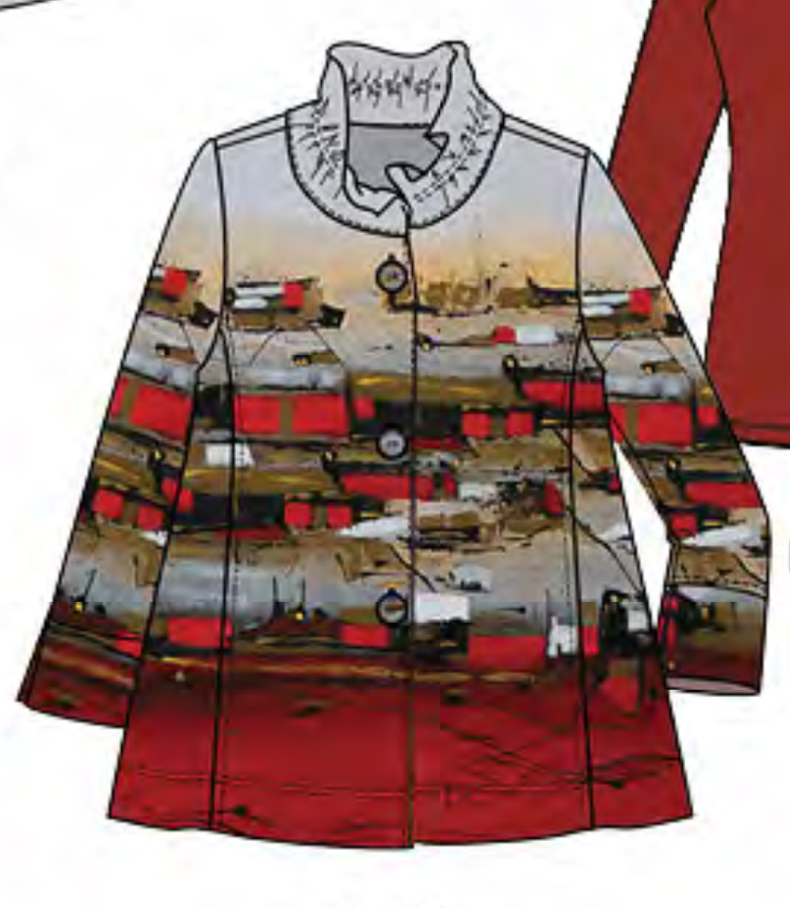 Simply Art Dolcezza: Sunshine Village Abstract Art Flared Jacket (1 Available At Special Price!)