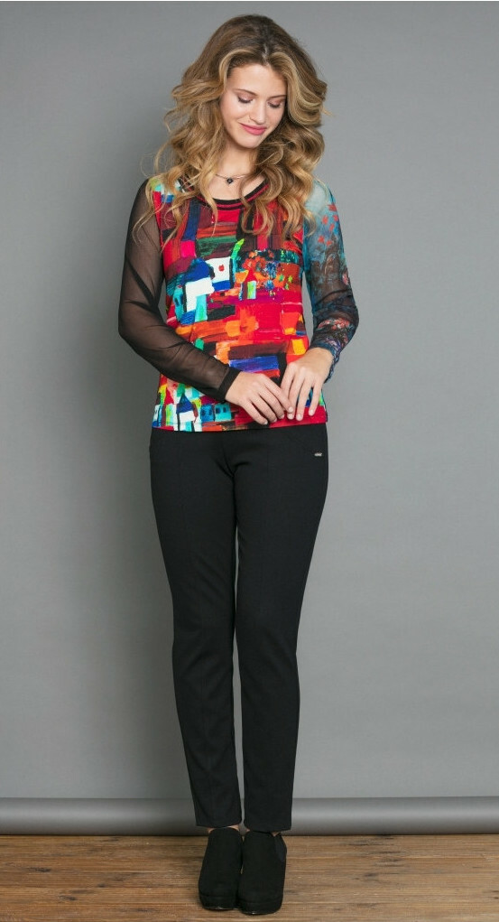 Maloka: French Fairytale Village Abstract Art Asymmetrical Sleeve Tunic (2 Left!)
