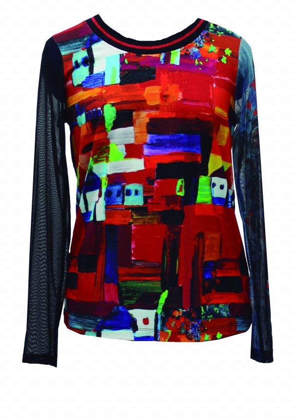 Maloka: French Fairytale Village Abstract Art Asymmetrical Sleeve Tunic (2 Left!)