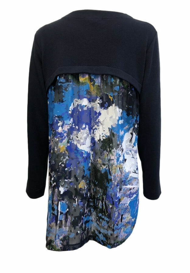 Maloka: Blue Beauty Abstract Art Tricot Long Cardigan (2 Left!)