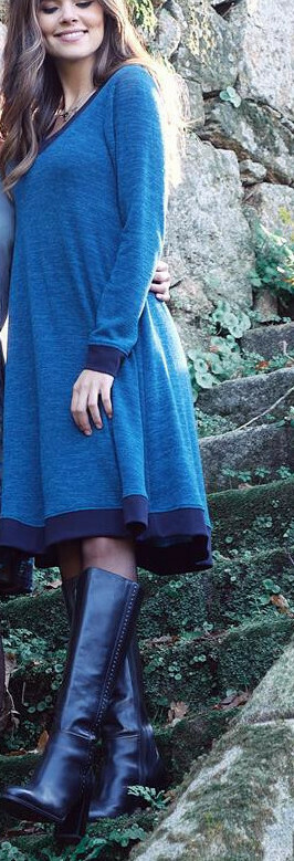 Paul Brial: Blue On Blue Sweatshirt Flared Dress (More Colors!)