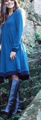 Paul Brial: Blue On Blue Sweatshirt Flared Dress (More Colors!)