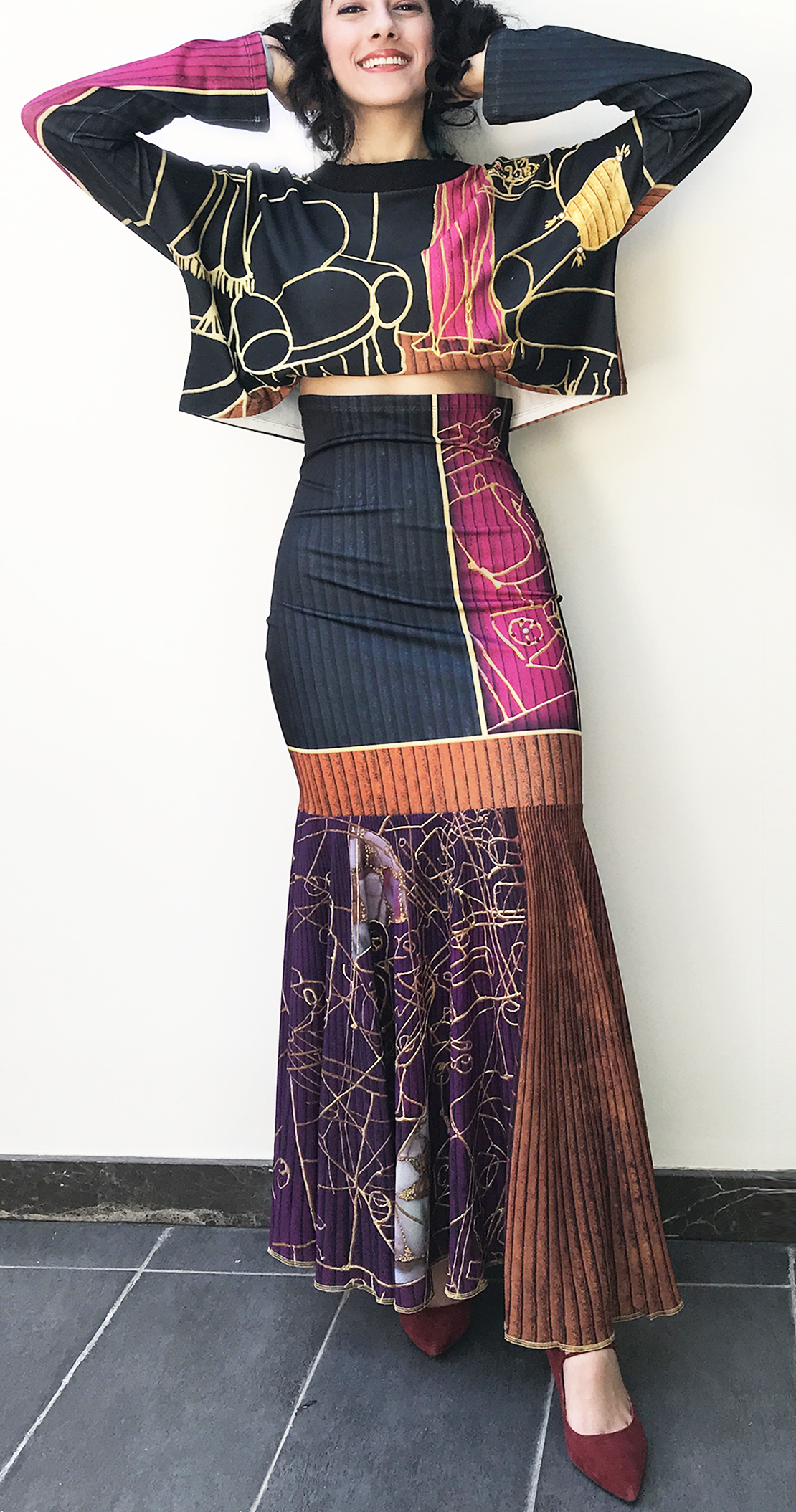 IPNG: Sliding Rooms Flared Illusion Ruffled Long Skirt (Some Ship Immed!)