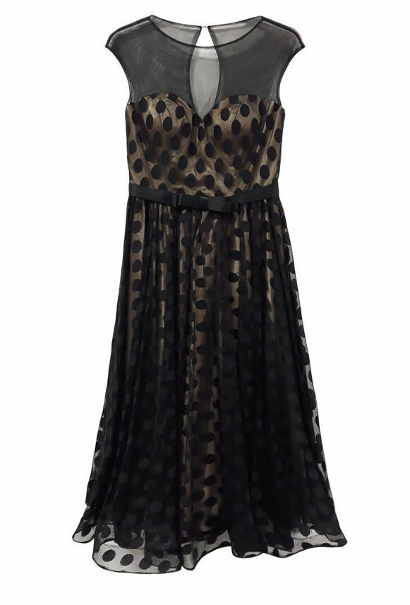 Paul Brial: 3D Bow & Lace Flared Cocktail Dress (1 Left!) PB_POUDRE