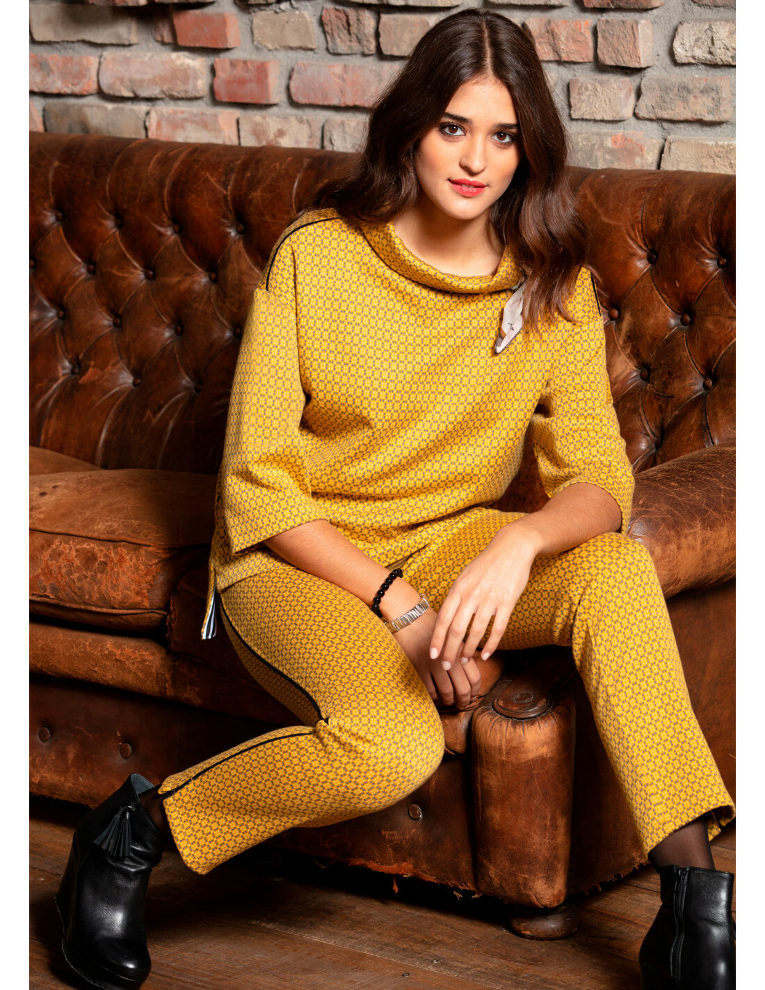 Maloka: Sedona Rock Saffron Jacquard Contrast Sweater