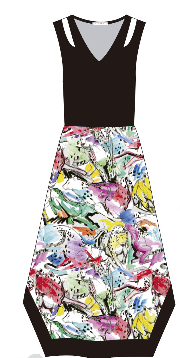 Maloka: Pink Leopard Abstract Art Four Corners Midi Sundress (Few Left!)