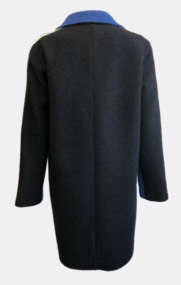 Maloka: Contrast Double Breasted Long Boiled Wool Coat (No More Itchy Wool!)