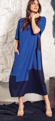 G!oze: Shades Of Blue Jigsaw Maxi Dress