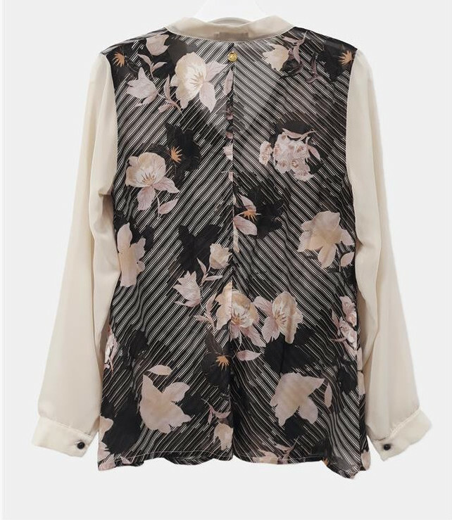 Paul Brial: Creme De La Floral Puff Sleeve Blouse