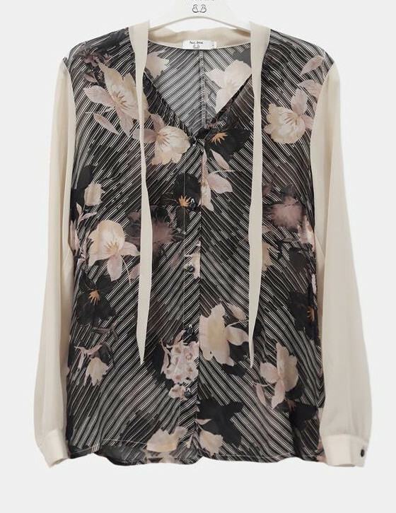Paul Brial: Creme De La Floral Puff Sleeve Blouse PB_MISS