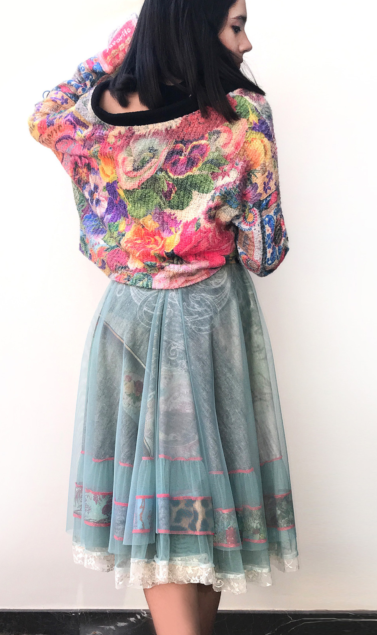 IPNG: Label Longings Pink Pansy Cupid Flared Sweater