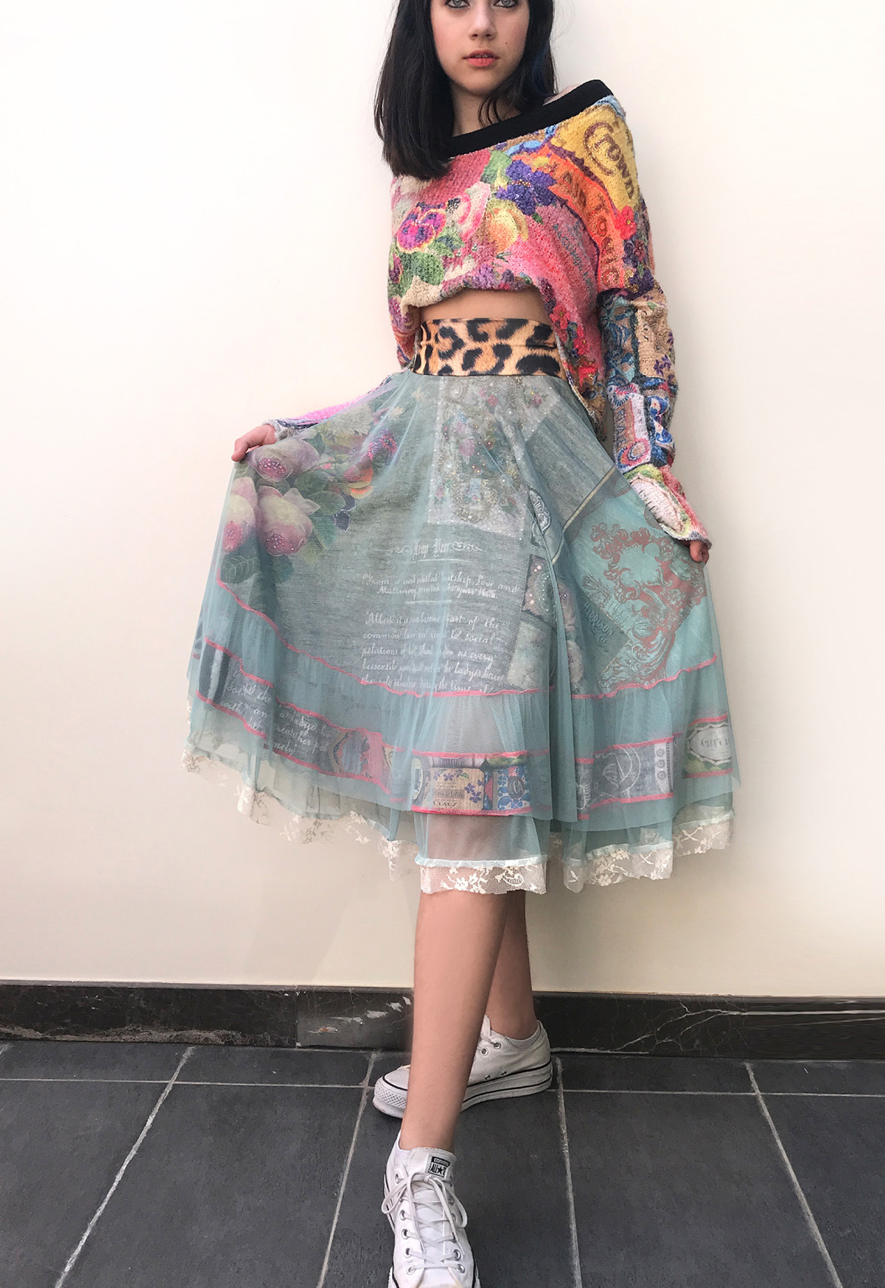 IPNG: Label Longings Pink Pansy Cupid Flared Sweater