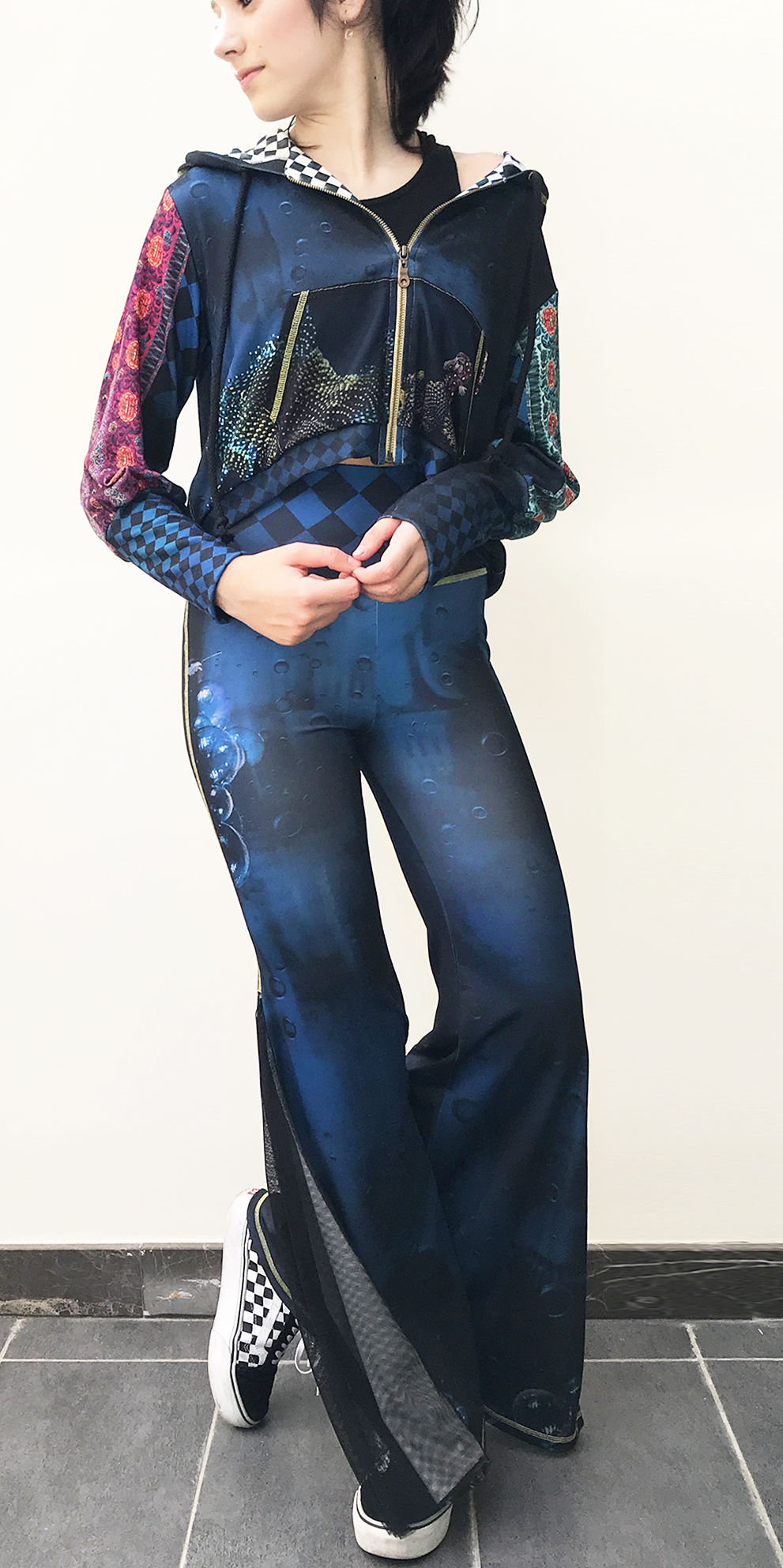 IPNG: Turquarium Jeweled Underwater Illusion Scene Flared Pants (Some Ship Immed!)