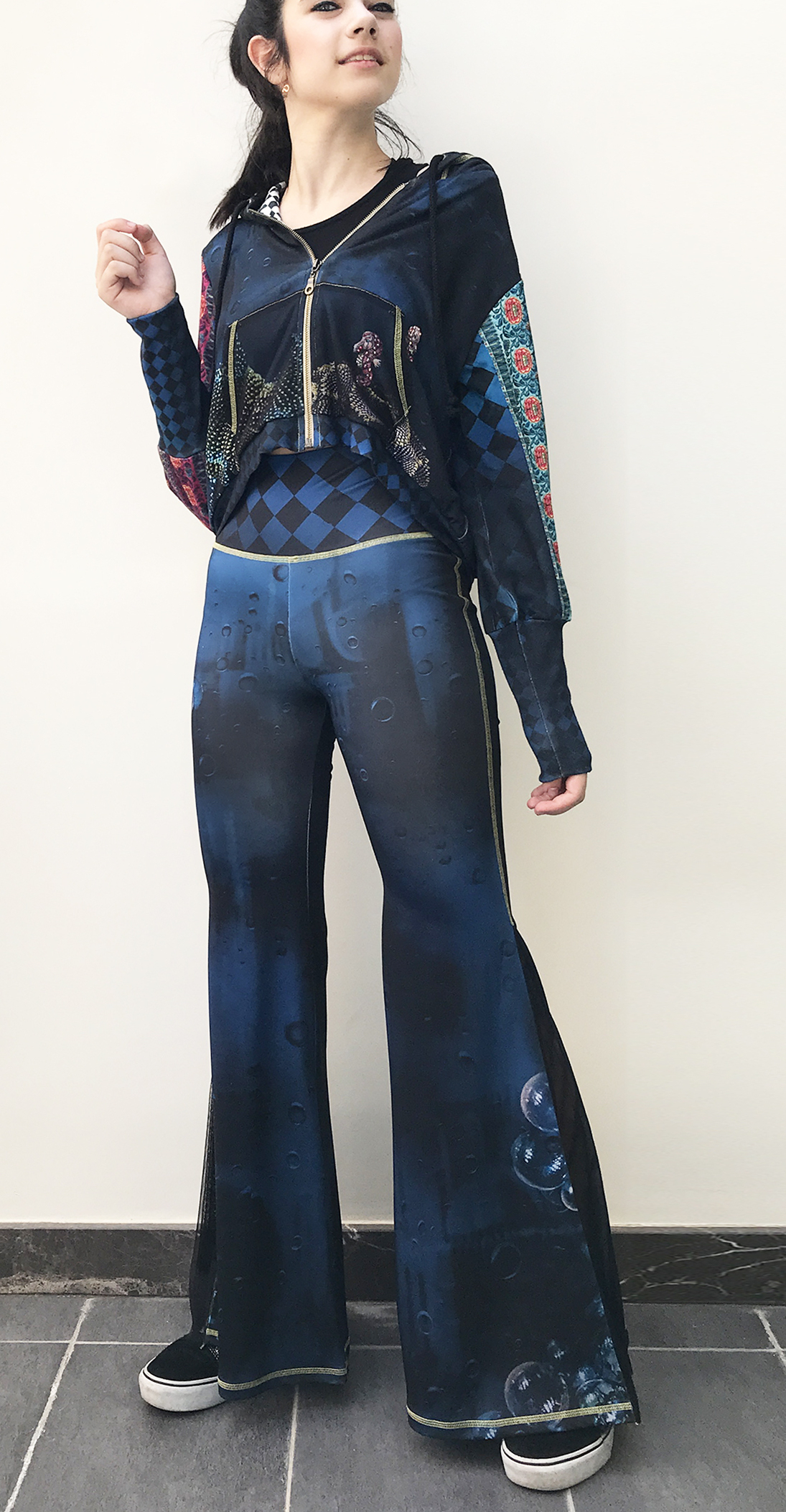 IPNG: Turquarium Jeweled Underwater Illusion Scene Flared Pants (Some Ship Immed!)