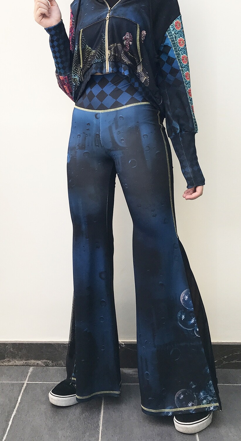 IPNG: Turquarium Jeweled Underwater Illusion Scene Flared Pants (Some Ship Immed!)