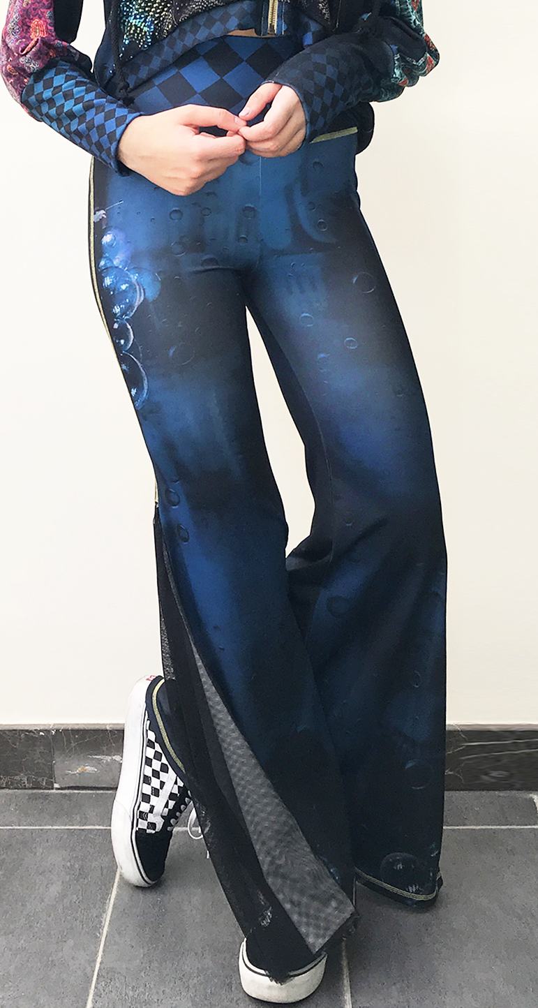 IPNG: Turquarium Jeweled Underwater Illusion Scene Flared Pants (Some Ship Immed!)