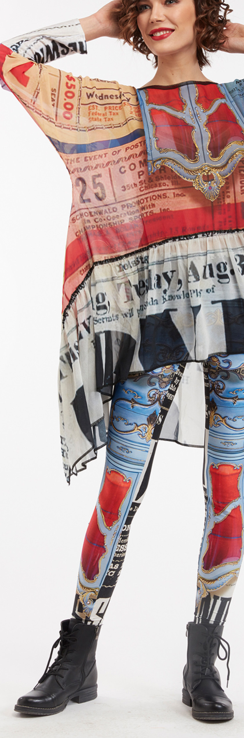 IPNG: Furniture Gossip Gazette Illusion High Waisted Legging (Some Ship Immed!)
