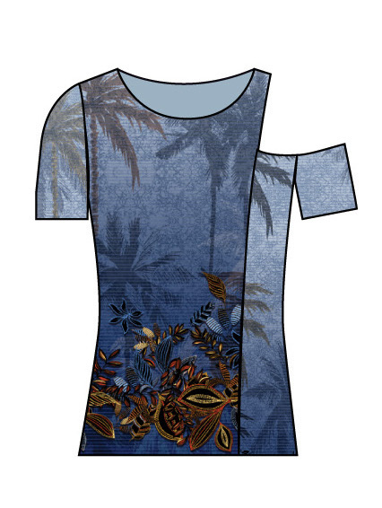Paul Brial: Palm Tree Printed One-Sided Open Shoulder Top (2 Left!)