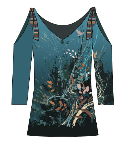 Paul Brial: Underwater Flight Abstract Art Cold Shoulder T-Shirt
